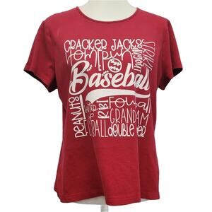Hand Printed Upcycled Womens XL Baseball Lover Homerun Grand Slam Tee Shirt